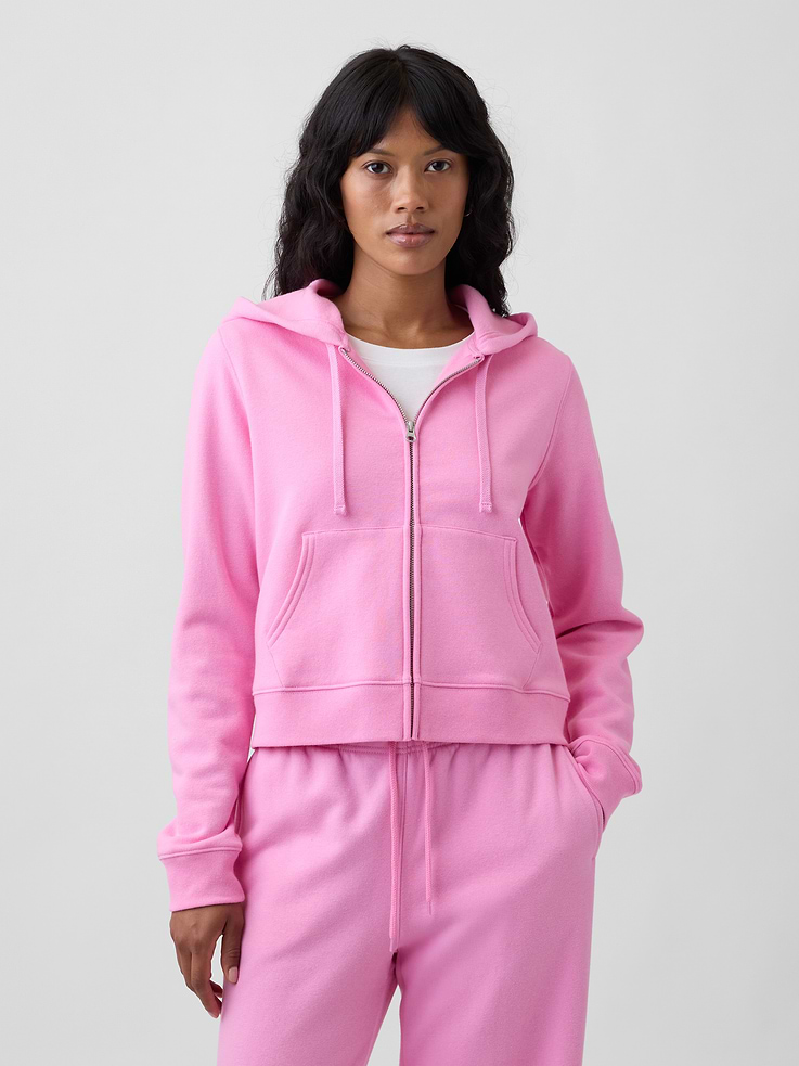 Image number 1 showing, Cropped Fleece Zip Hoodie