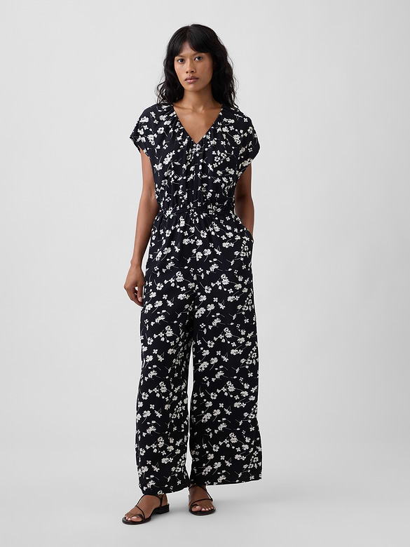 Flutter Sleeve Wide-Leg Jumpsuit