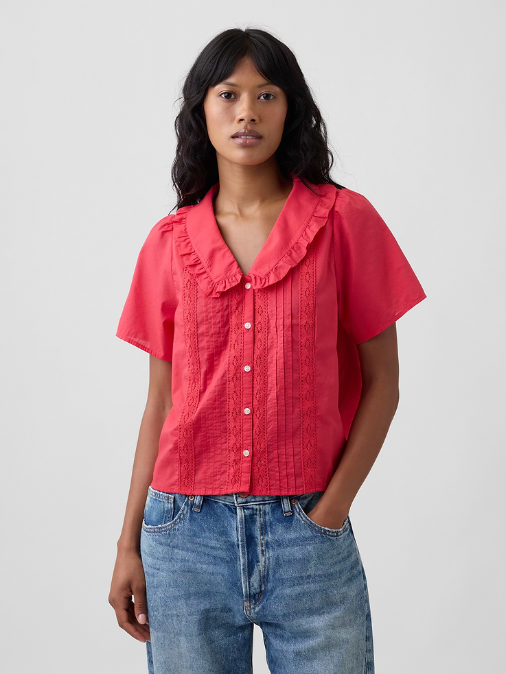 Image number 1 showing, Relaxed Lace-Trim Top