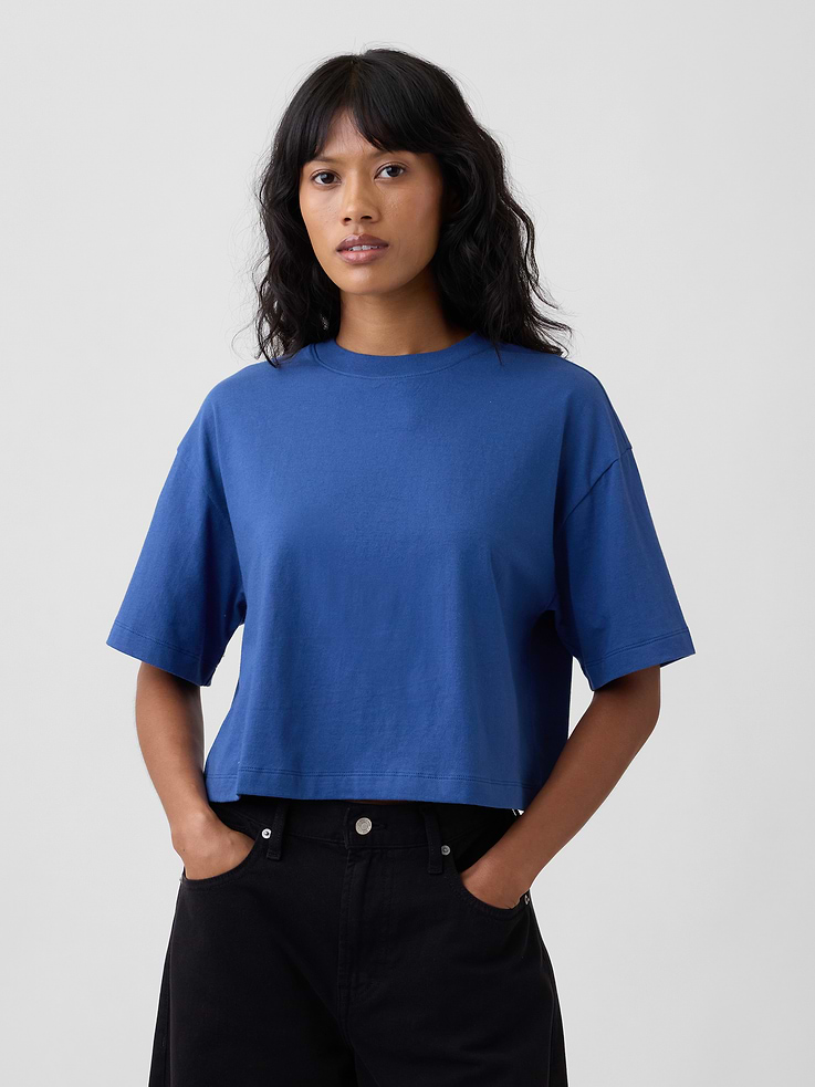 Image number 1 showing, Relaxed Cropped Crewneck T-Shirt