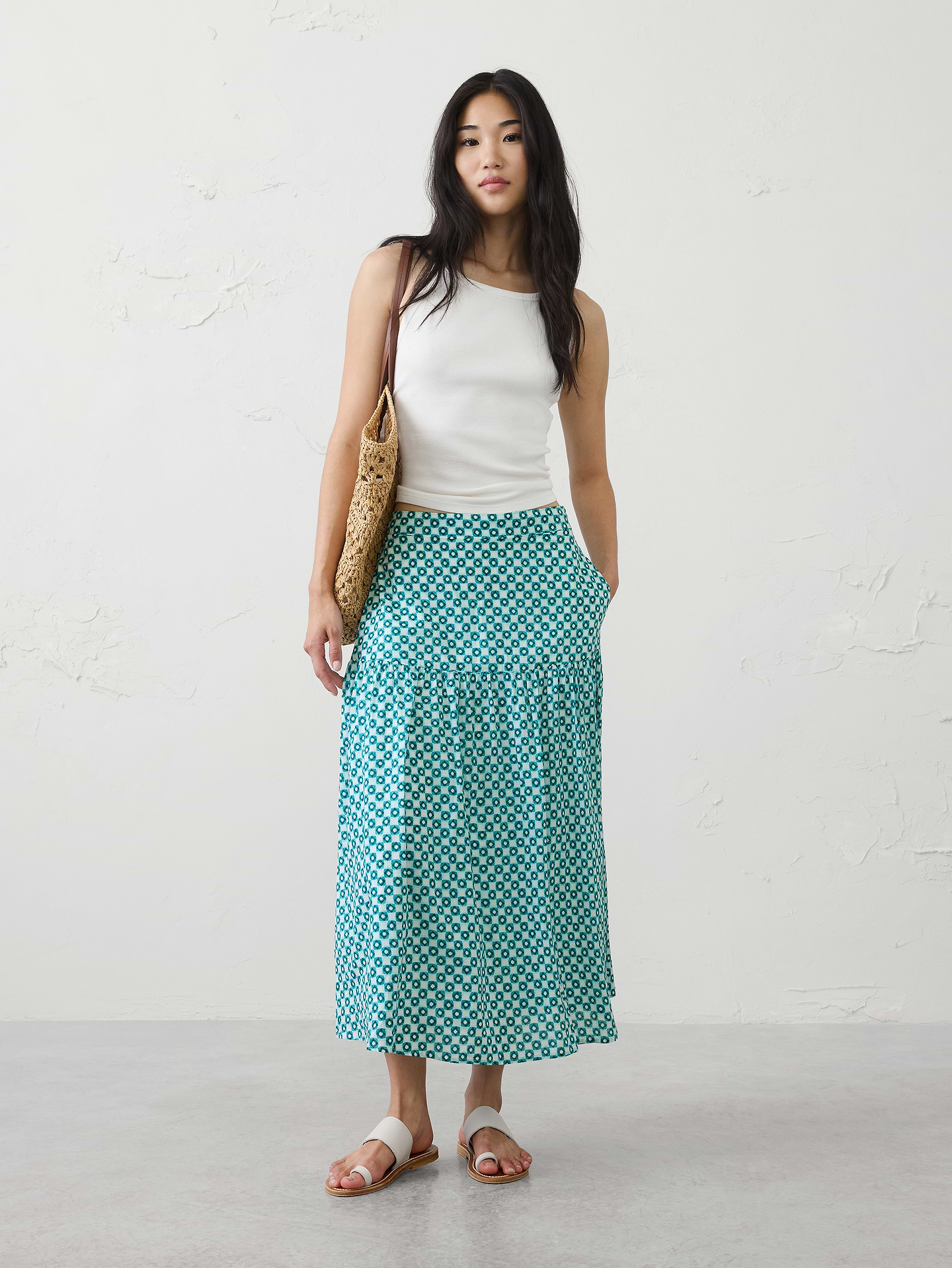 Image number 1 showing, Tier Voile Midi Skirt