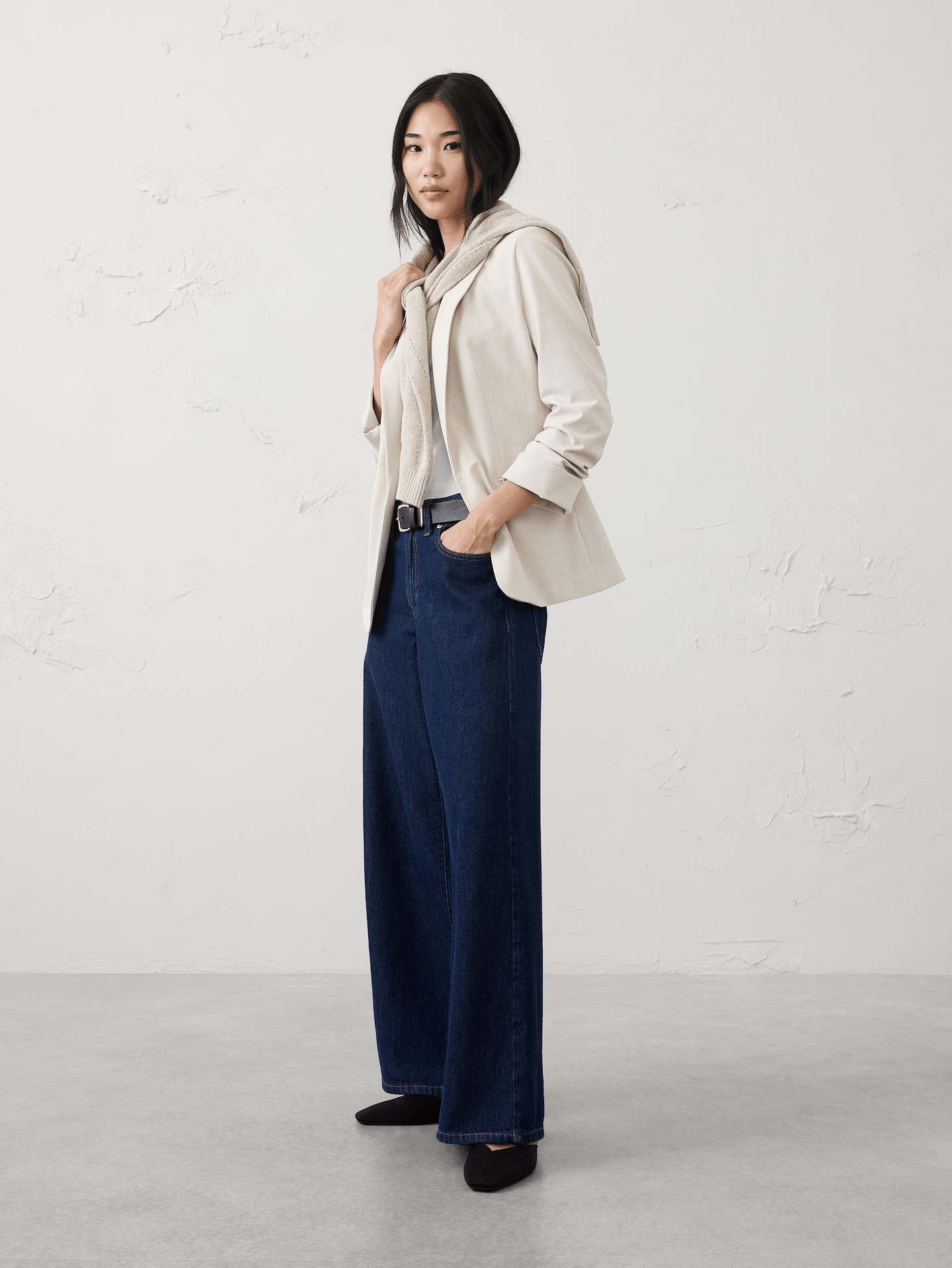 Image number 3 showing, Sculpted Stretch Ruched-Sleeve Blazer
