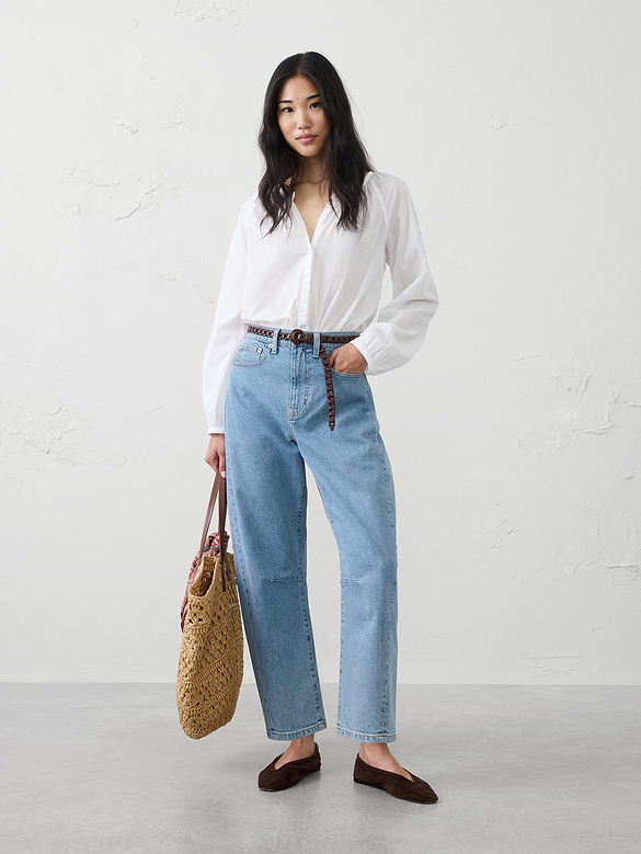 Barrel-Leg Mid-Rise Jean