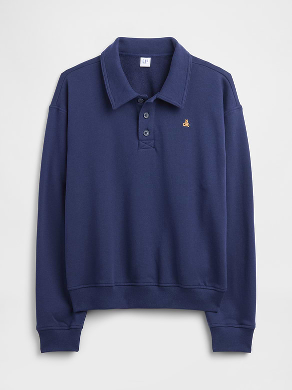 Relaxed Cropped Polo Sweatshirt