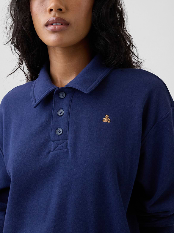 Relaxed Cropped Polo Sweatshirt