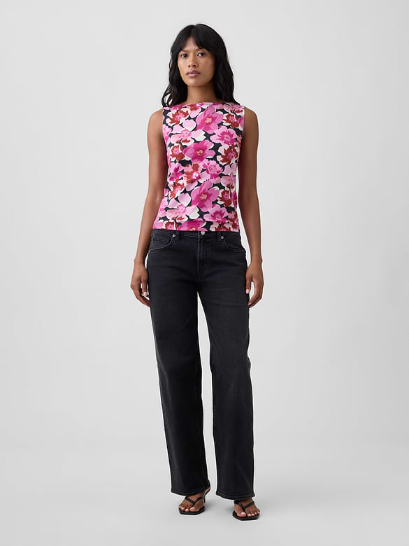 Sleeveless Boatneck Tank Top