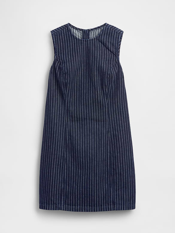Sleeveless Stripe Denim Mini Dress