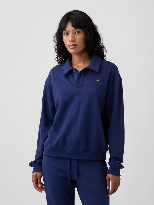 Relaxed Cropped Polo Sweatshirt