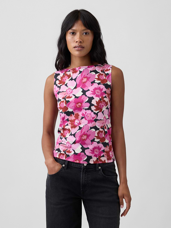 Sleeveless Boatneck Tank Top