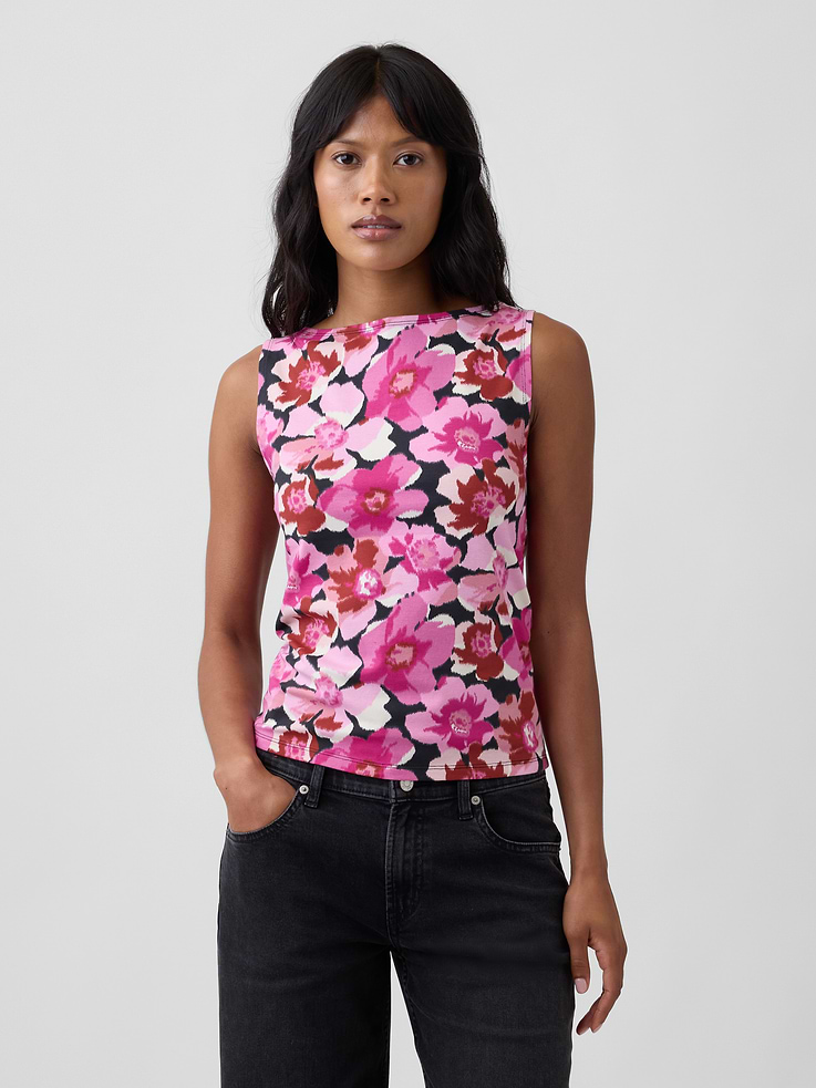 Image 1 of 5, Stretch jersey knit., Sleeveless., Boatneck., Select styles have allover print., Product #1178020