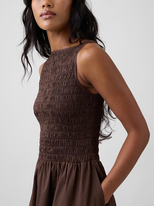Smocked Boatneck Maxi Dress