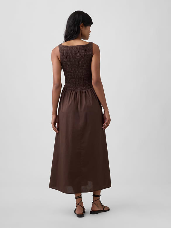 Smocked Boatneck Maxi Dress