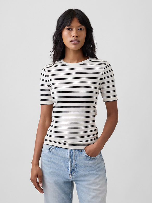 Modern Ribbed Crewneck T-Shirt