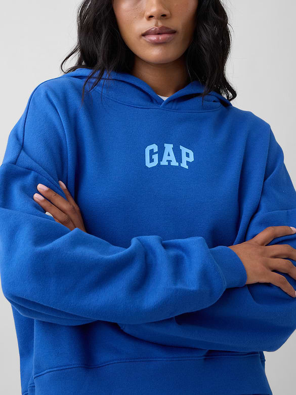 Relaxed Gap Mini-Logo Cropped Hoodie