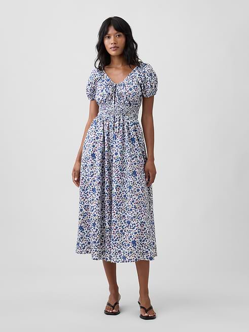 gap blue floral dress Factory Women's Puff Sleeve V-Neck Maxi Multi Size XS Color:Noir/Multi Select styles have allover sarah-louise-inc A moment for this