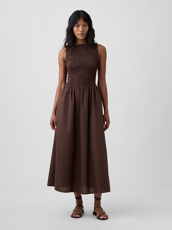 Smocked Boatneck Maxi Dress