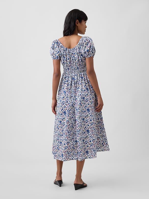 Puff Sleeve V-Neck Maxi Dress