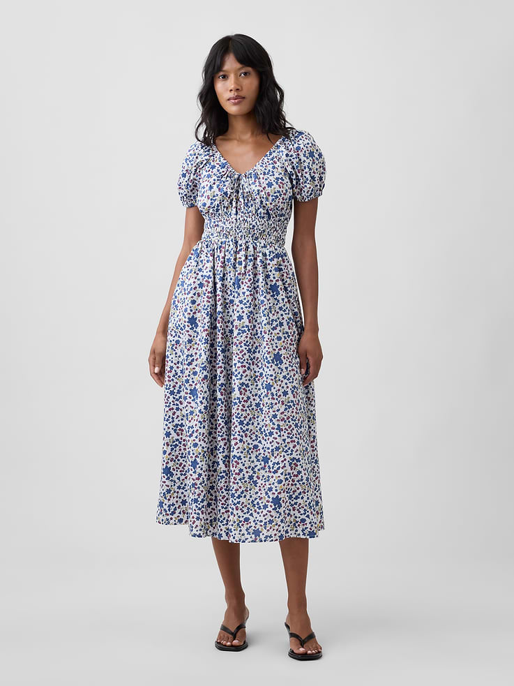 Image number 1 showing, Puff Sleeve V-Neck Maxi Dress