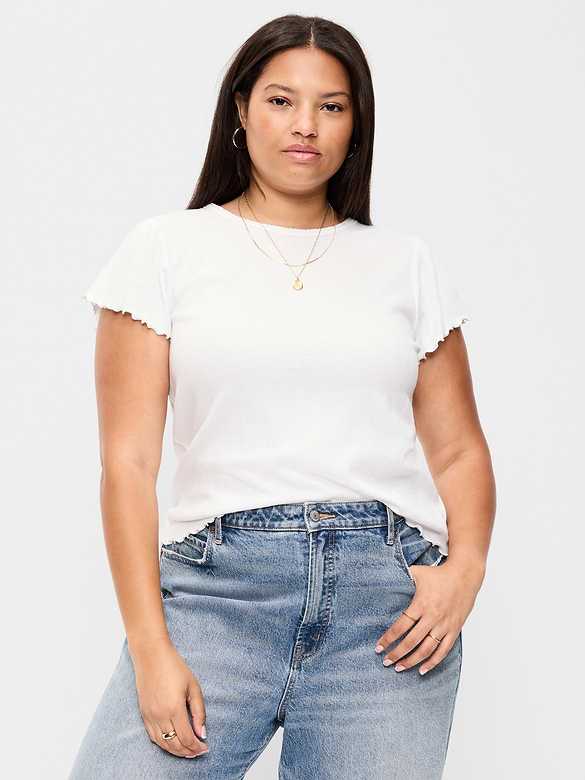 Lettuce-Edge Pointelle Top