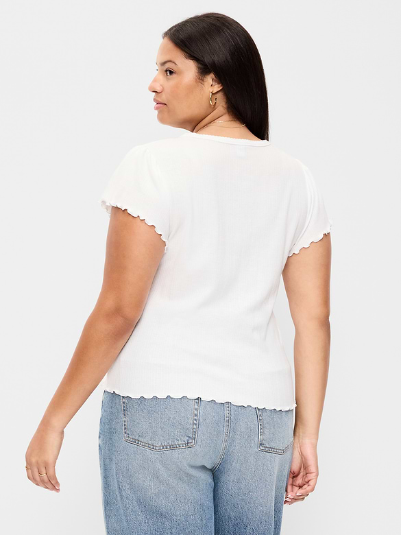 Lettuce-Edge Pointelle Top