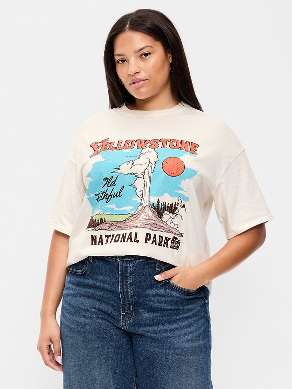 Yellowstone National Park Crew-Neck Oversized T-Shirt