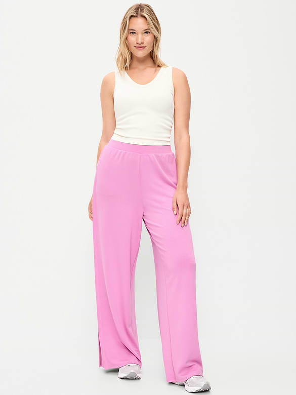 High-Waisted Bounce Lite Drapey Wide-Leg Pleated Pants