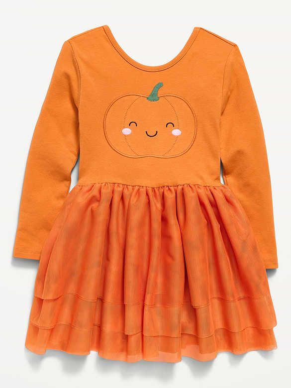 Long-Sleeve Halloween Tutu Dress for Toddler Girls