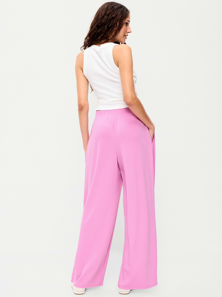 Image number 3 showing, High-Waisted Bounce Lite Drapey Wide-Leg Pleated Pants