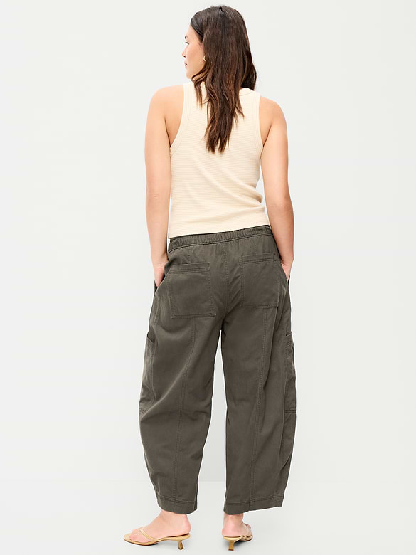Mid-Rise Barrel-Leg Utility Pants