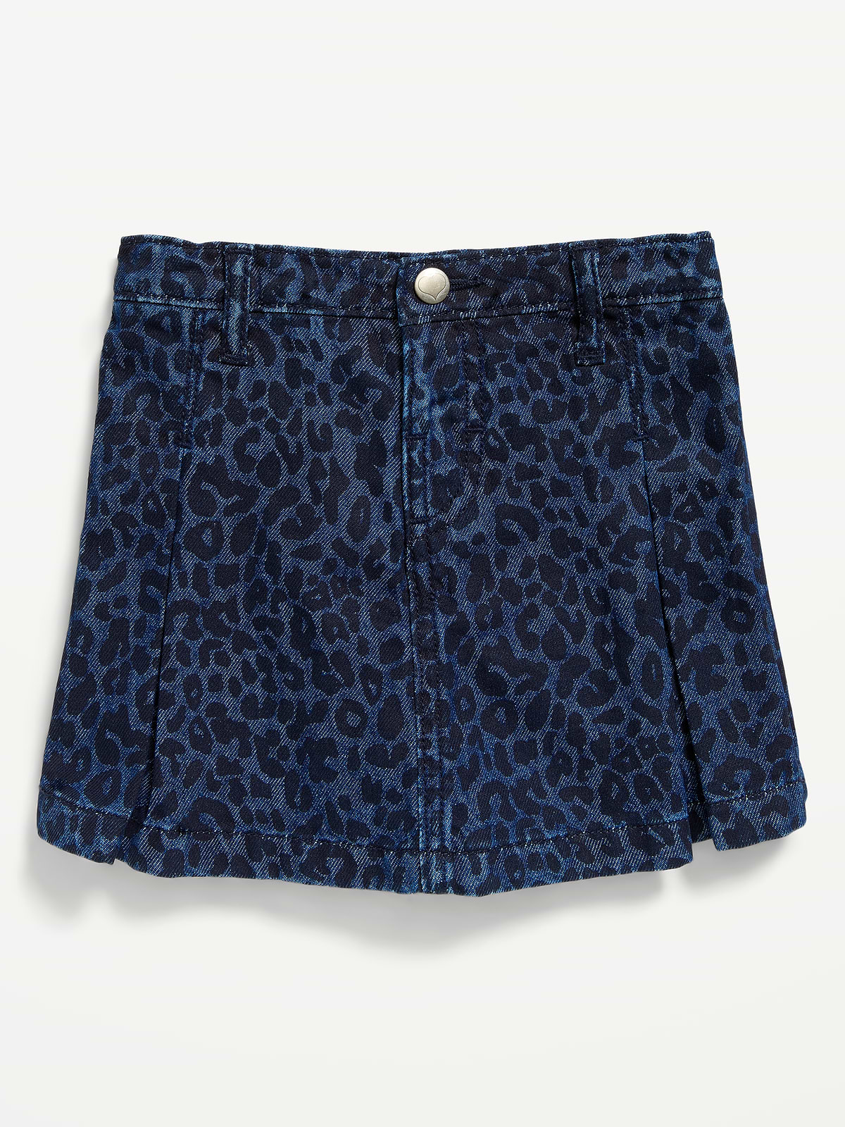 High-Waisted Pleated Denim Skort for Toddler Girls