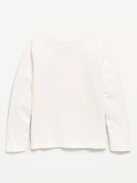 Softest Long-Sleeve Heart-Patch T-Shirt for Girls