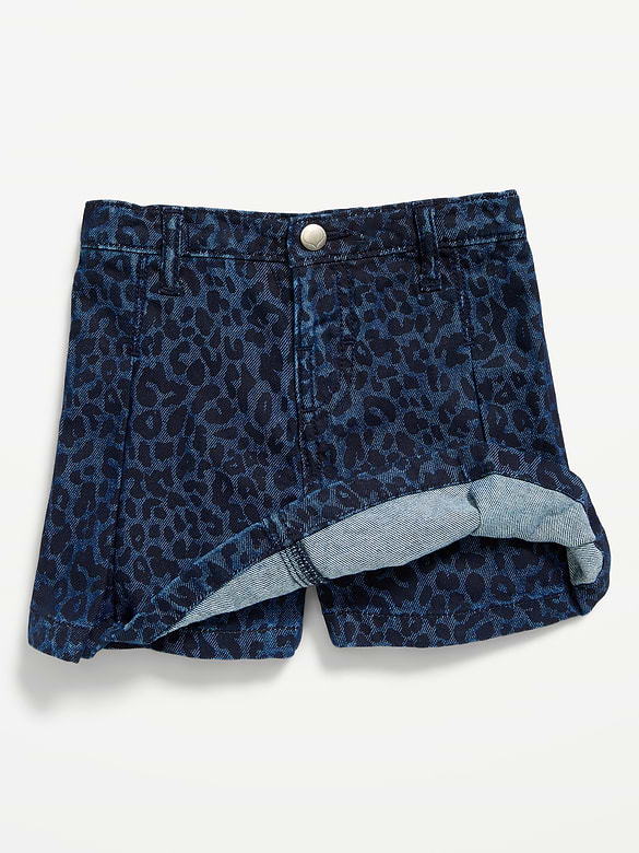 High-Waisted Pleated Denim Skort for Toddler Girls