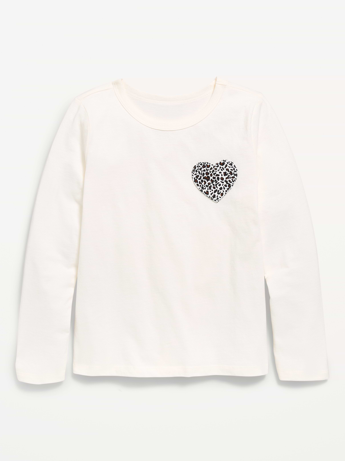 Image number 1 showing, Softest Long-Sleeve Heart-Patch T-Shirt for Girls