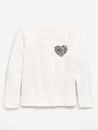 Image number 1 showing, Softest Long-Sleeve Heart-Patch T-Shirt for Girls