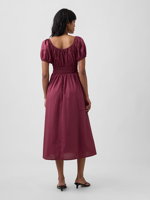 Puff Sleeve V-Neck Maxi Dress