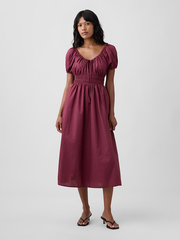 Puff Sleeve V-Neck Maxi Dress