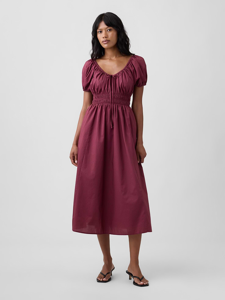 Image number 1 showing, Puff Sleeve V-Neck Maxi Dress