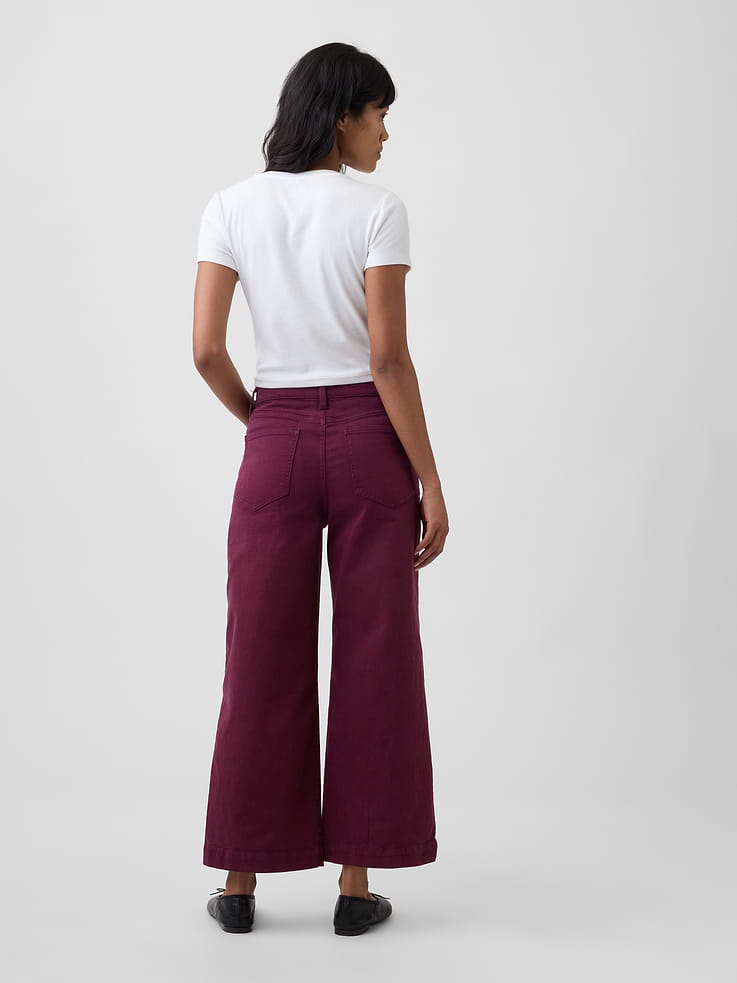 Image number 4 showing, High Rise Wide-Leg Crop Jeans