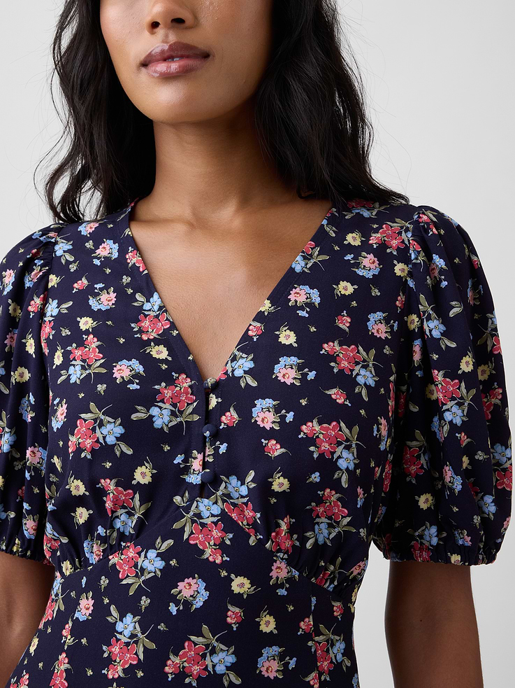 Image number 3 showing, Puff Sleeve V-Neck Mini Dress