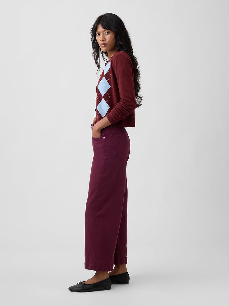 Image number 3 showing, High Rise Wide-Leg Crop Jeans