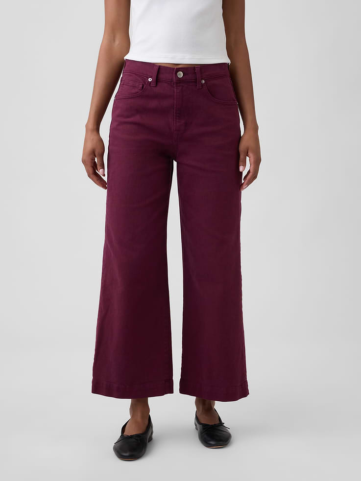 Image number 2 showing, High Rise Wide-Leg Crop Jeans