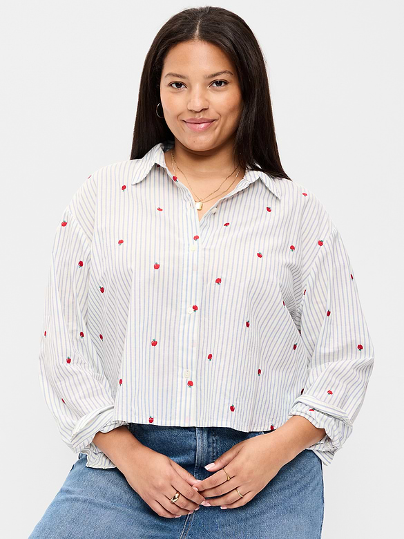 Cropped Button-Down Shirt
