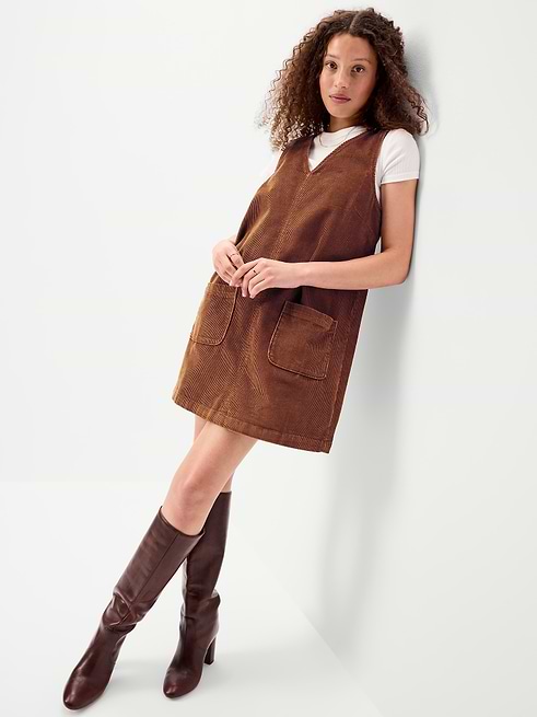 brown dress old navy Sleeveless Pinafore Mini Brimnes Ikea Dresser Hack Color:Lapis Blue 40at40easter26 Swing dress button placket patch chest