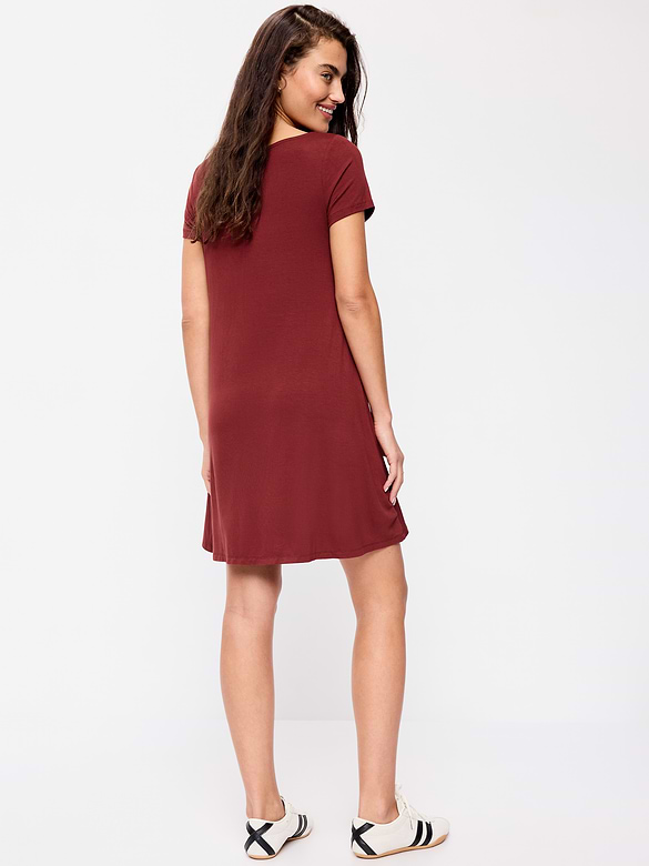 Short-Sleeve Mini Swing Dress