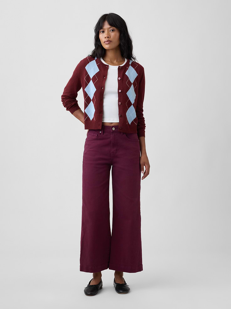 Image number 1 showing, High Rise Wide-Leg Crop Jeans