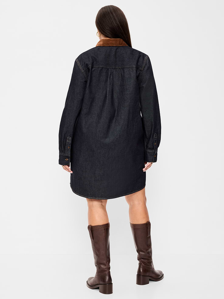 Image number 10 showing, Long-Sleeve Denim Mini Shirt Dress