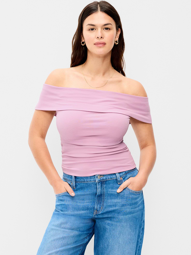 Image number 5 showing, Off-The-Shoulder Fitted Top