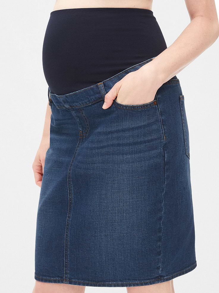 Image number 3 showing, Maternity Full Panel Denim Skirt