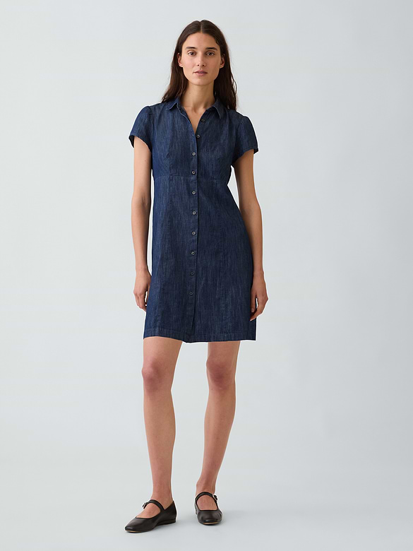 Empire-Waist Mini Shirtdress