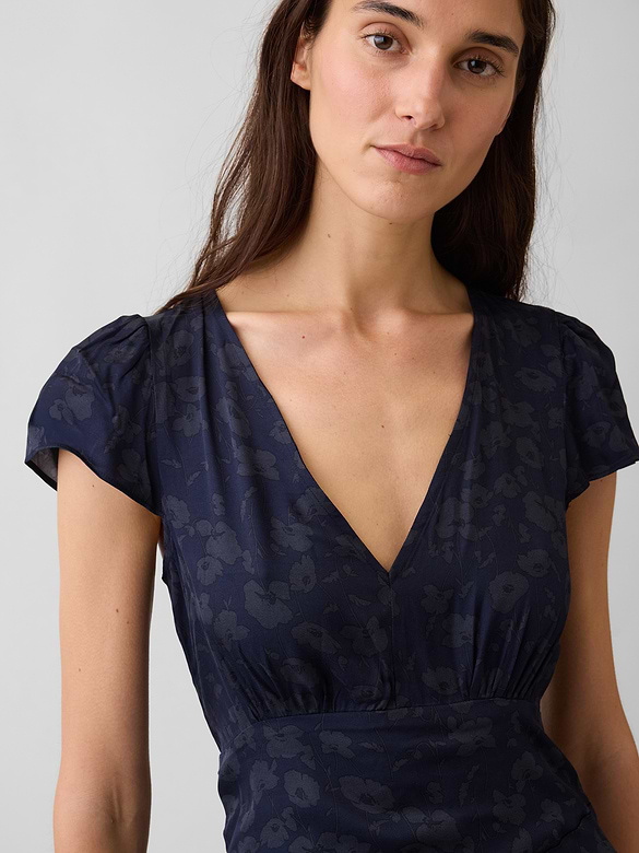 V-Neck Print Mini Dress